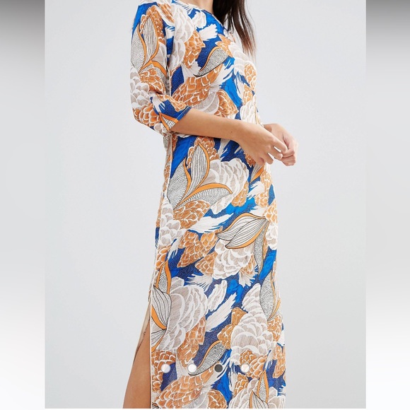 Traffic People Leaf Print Maxi Dress Size M - Picture 2 of 11